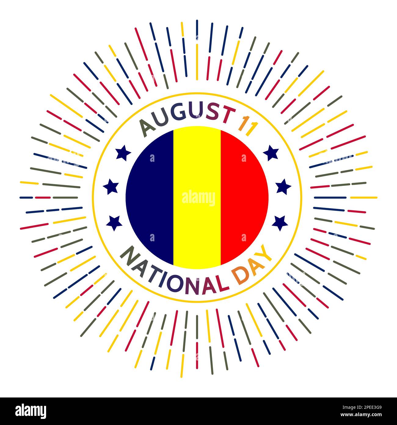 Badge de la journée nationale du Tchad. Indépendance de la France en 1960. Célébré sur 11 août. Illustration de Vecteur