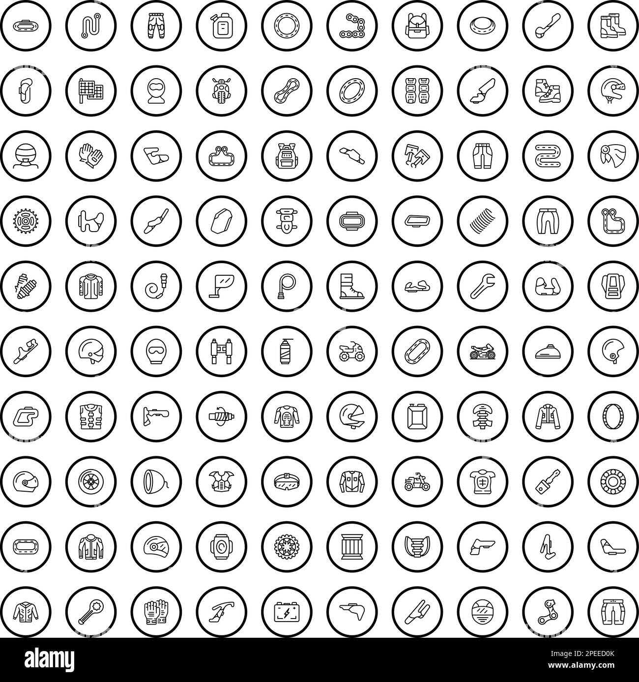 ensemble de 100 icônes de sport automobile. Illustration de 100 icônes de sports motorisés ensemble de vecteurs isolé sur fond blanc Illustration de Vecteur