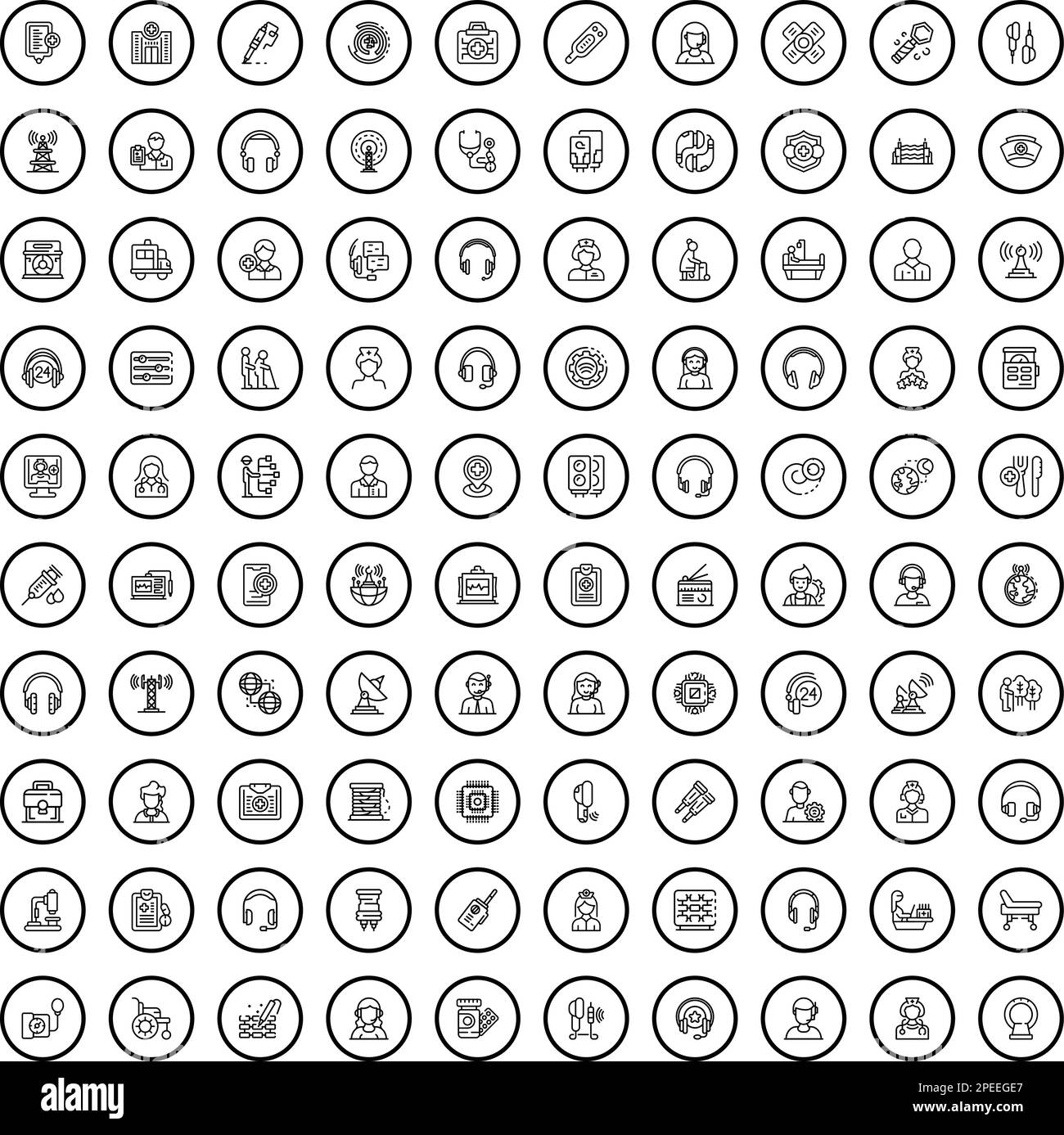 ensemble de 100 icônes de profession. Illustration de 100 icônes de profession ensemble de vecteur isolé sur fond blanc Illustration de Vecteur