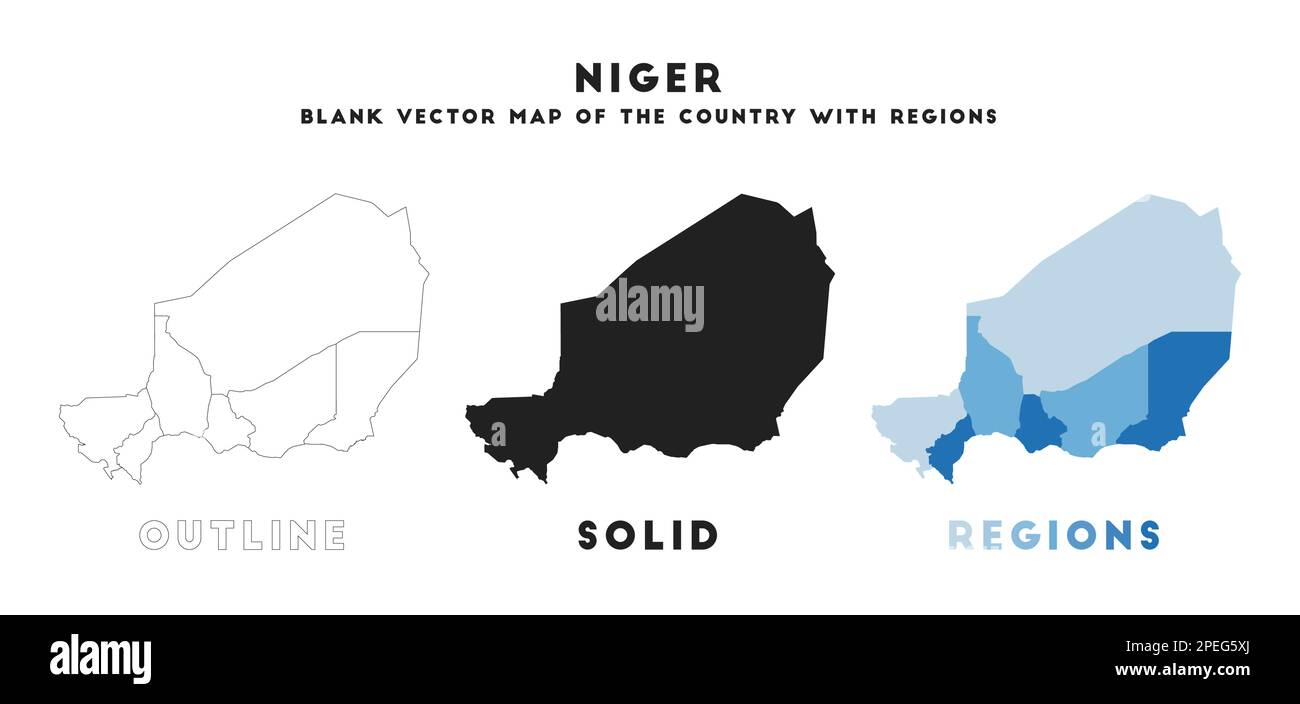 Carte du Niger. Frontières du Niger pour votre infographie. Forme vectorielle du pays. Illustration vectorielle. Illustration de Vecteur