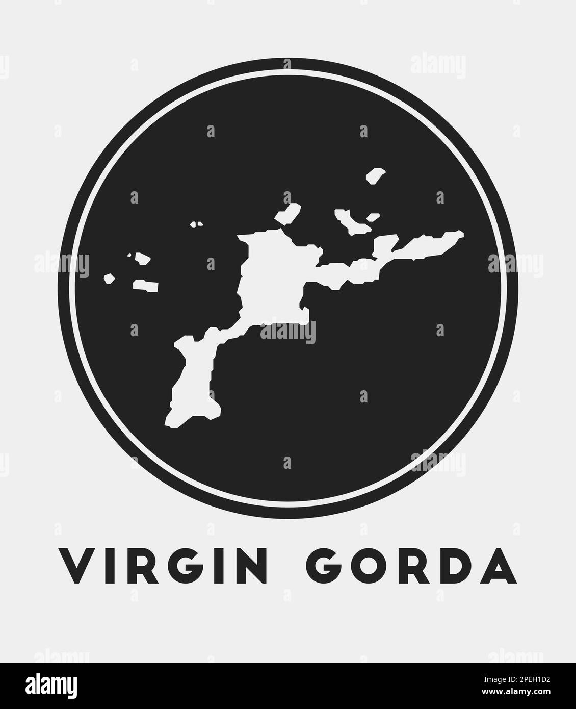 Icône Virgin Gorda. Logo rond avec plan de l'île et titre. Badge Virgin Gorda élégant avec carte. Illustration vectorielle. Illustration de Vecteur