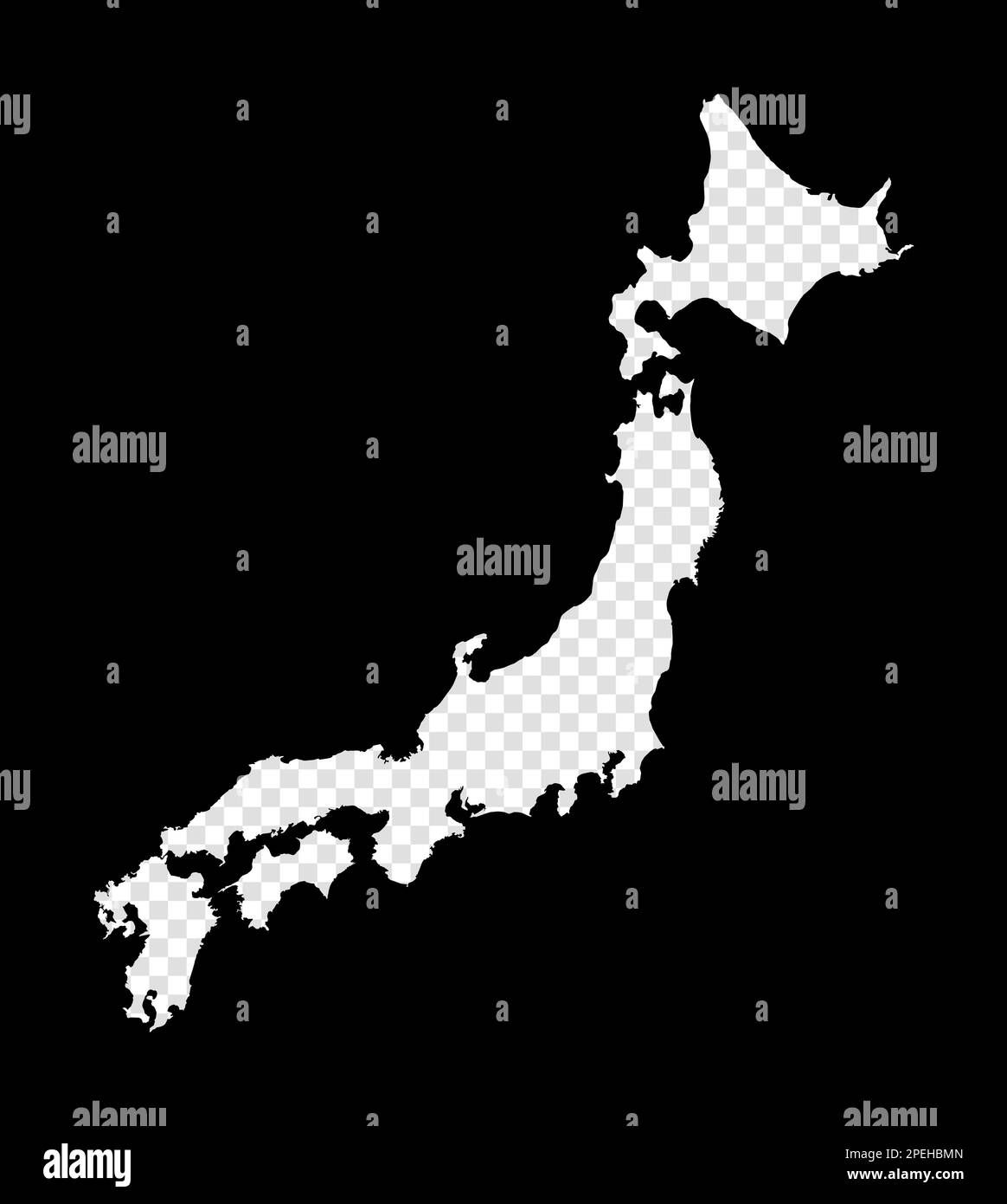 Carte stencil du Japon. Carte transparente simple et minimale du Japon. Rectangle noir de forme coupée du pays. Illustration vectorielle vibrante. Illustration de Vecteur