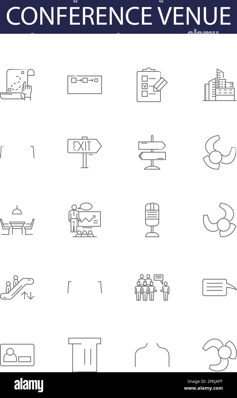 Icônes vectorielles et panneaux de la ligne du lieu de la conférence. Arena, Auditorium, Palais, Hall, Forum, Ensemble d'illustrations vectorielles Centre, installation, salle Illustration de Vecteur Icônes vectorielles et panneaux de la ligne du lieu de la conférence. Arena, Auditorium, Palais, Hall, Forum, Ensemble d'illustrations vectorielles Centre, installation, salle Illustration de Vecteur