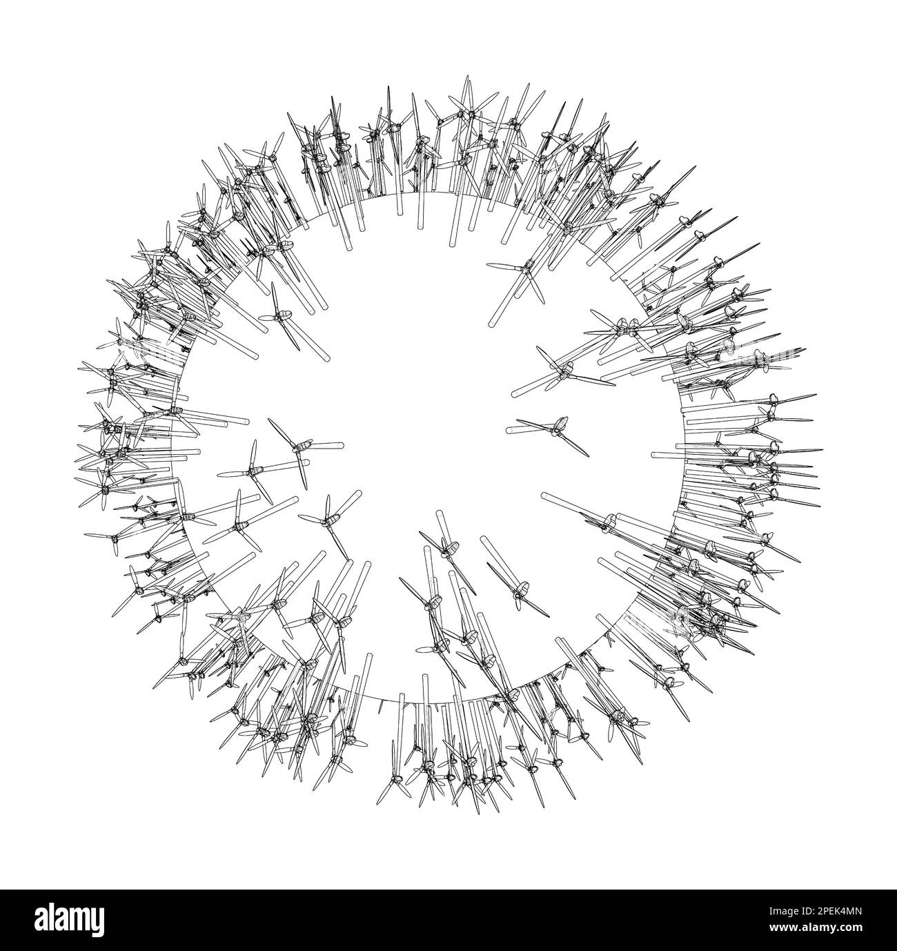 Éoliennes électriques sur planète ronde Banque D'Images