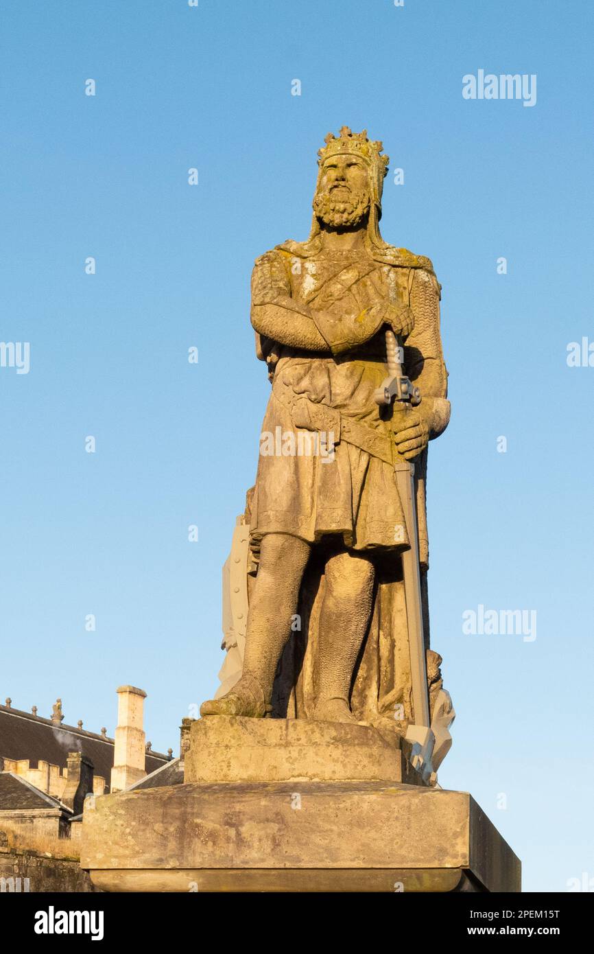 Robert la statue de Bruce au château de Stirling, Stirling, Écosse, Royaume-Uni Banque D'Images