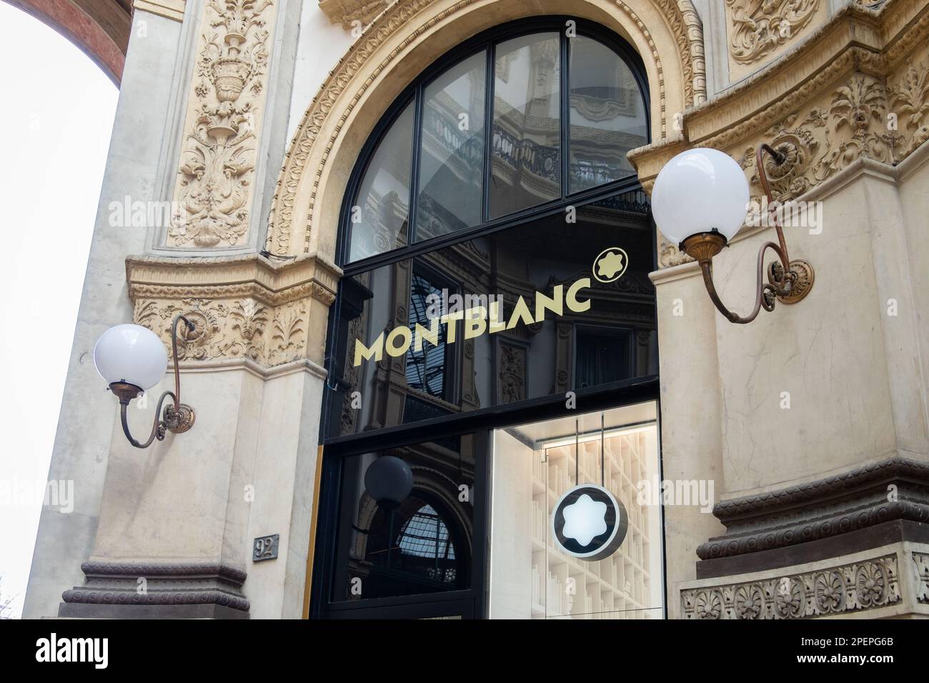 Montblanc magasin phare à Milan, Galleria Vittorio Emanuele près de Duomo, Milan, Italie Banque D'Images