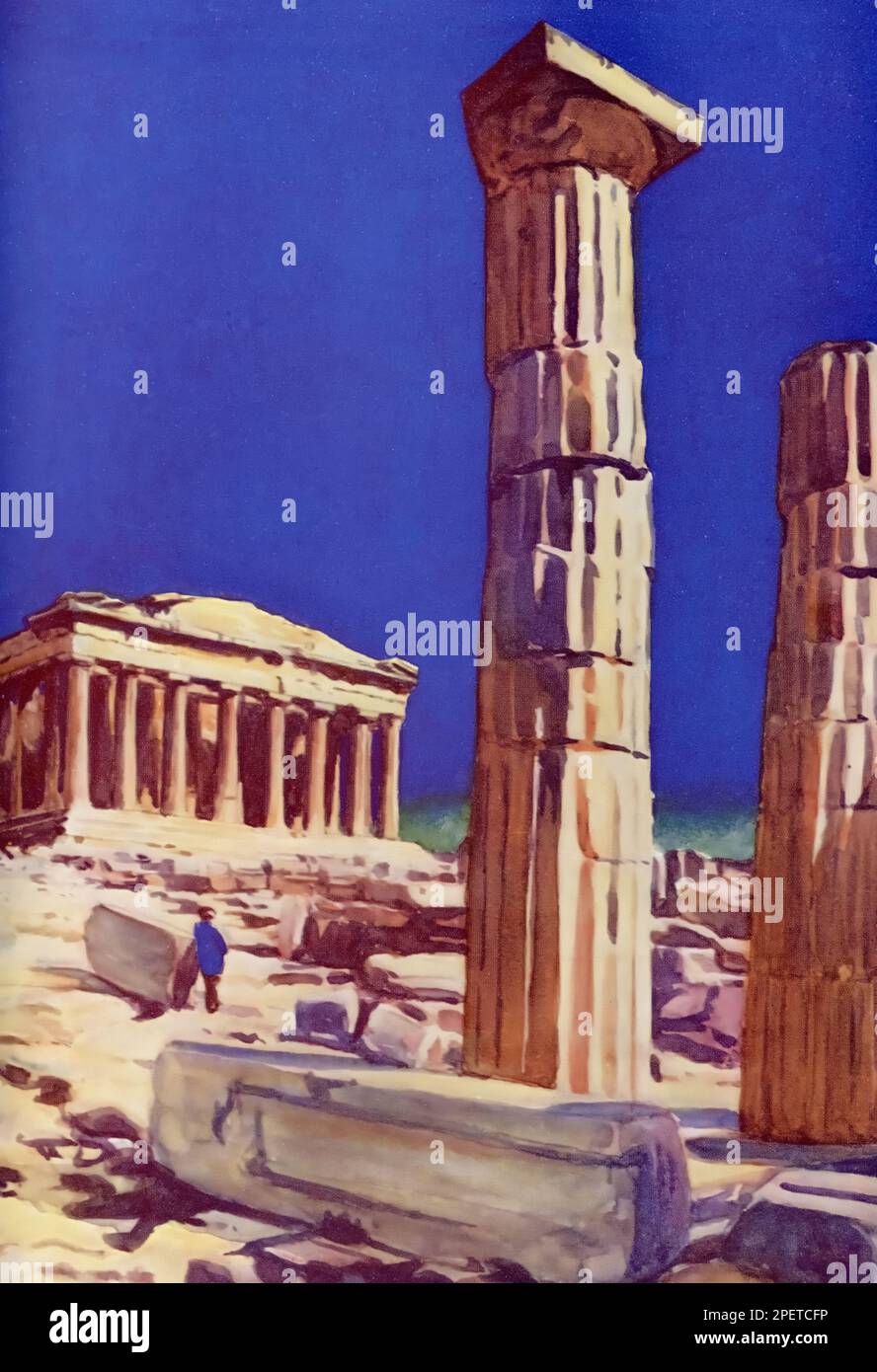 Le Parthénon, Athènes, vu de la Propylaïa, c1937. Le Parthénon est un ancien temple sur l'Acropole athénienne, Grèce, qui a été consacré à la déesse Athéna pendant le cinquième siècle avant Jésus-Christ. Banque D'Images