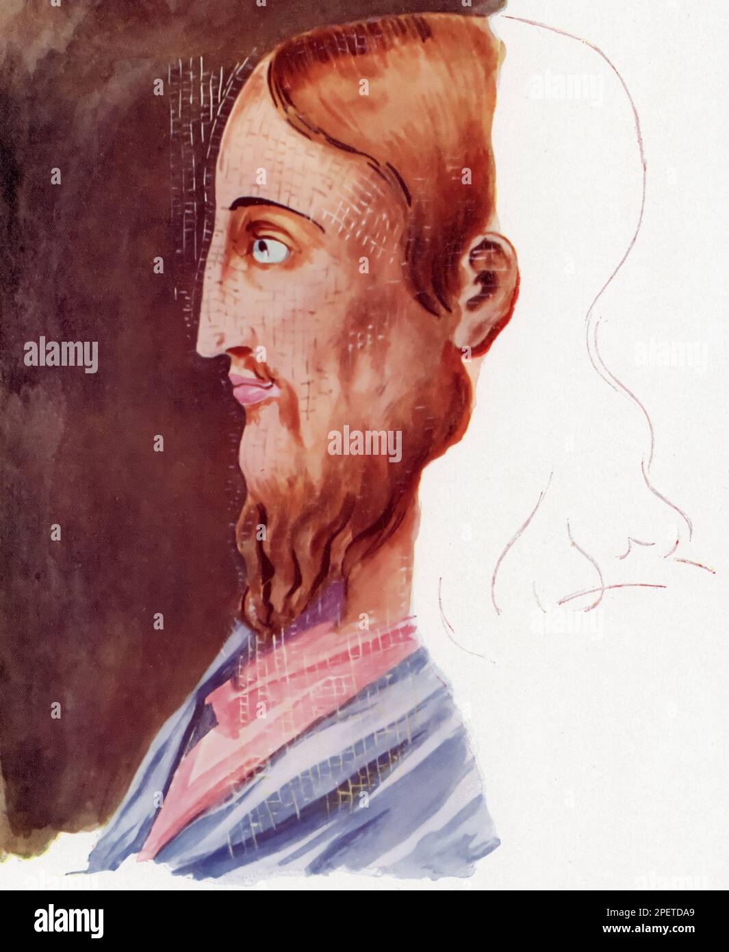 Croquis d'une fresque du Christ datant de 2nd ans, des catacombes romaines d'Achille et de Néron, c1861. Après Thomas Frank Heaphy (1813-1873). Banque D'Images