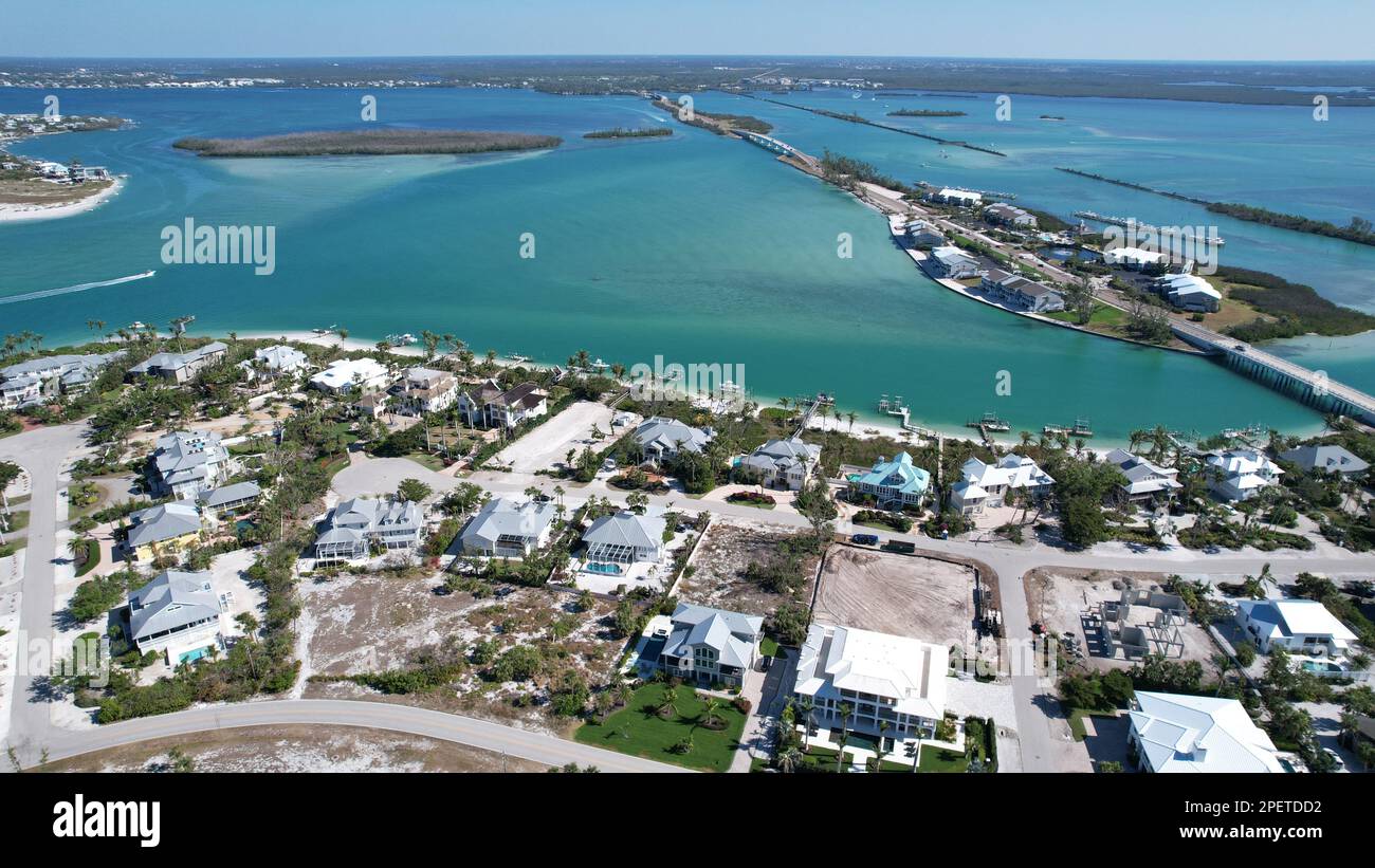 Vue aérienne de North Gasparilla Island Florida USA. Banque D'Images