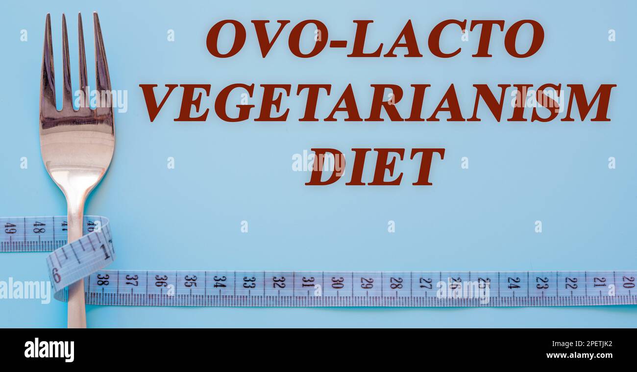Texte de régime sur fond plat couché ovo-lacto régime végétatif Banque D'Images