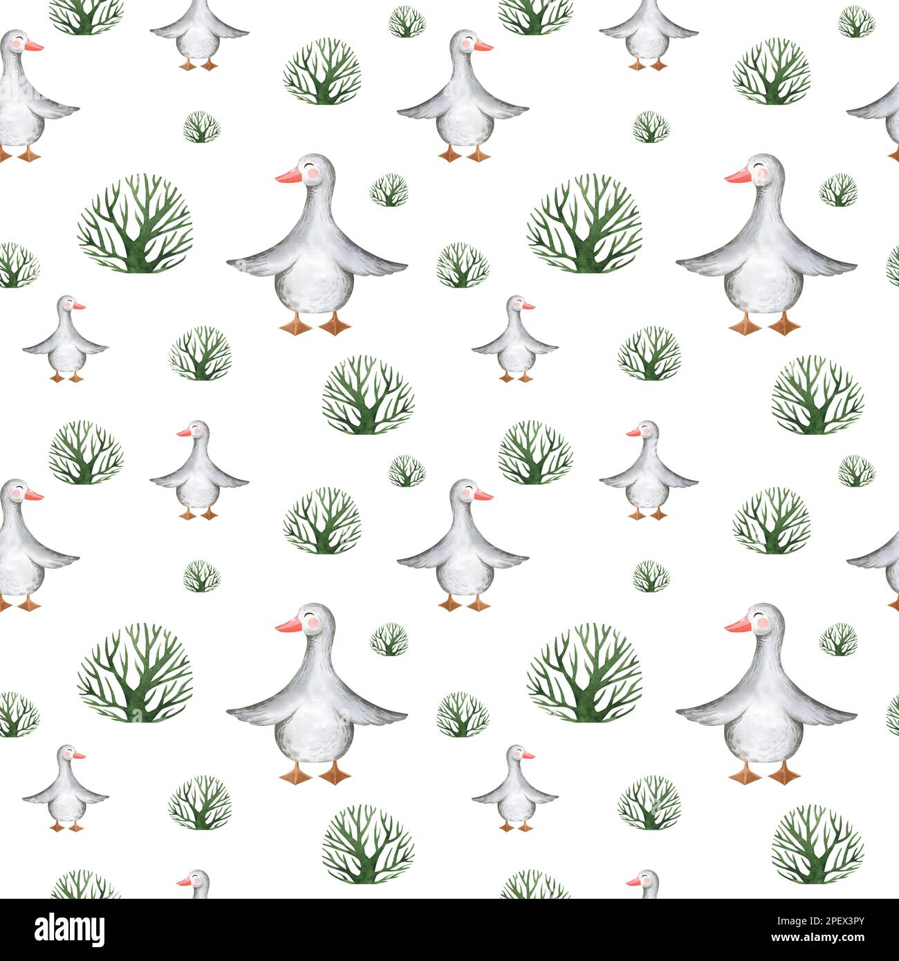 Aquarelle sans couture pour l'agriculture avec des animaux domestiques. Cheval, mouton, vache, porc, oie, poulet. motif puéril sans coutures pour les terres agricoles. Textiles, poste Banque D'Images