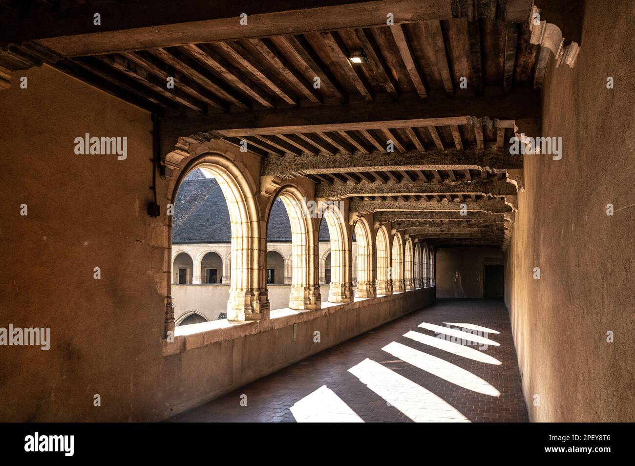 Le cloître supérieur (cloître du moine) de l'ancien monastère royal de Brou à Bourg-en-Bresse, France Banque D'Images