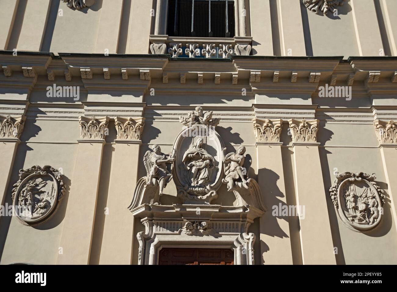 Italie, Lombardie, Treviglio, Sanctuaire de Madonna delle Lacrime, façade de détail Banque D'Images