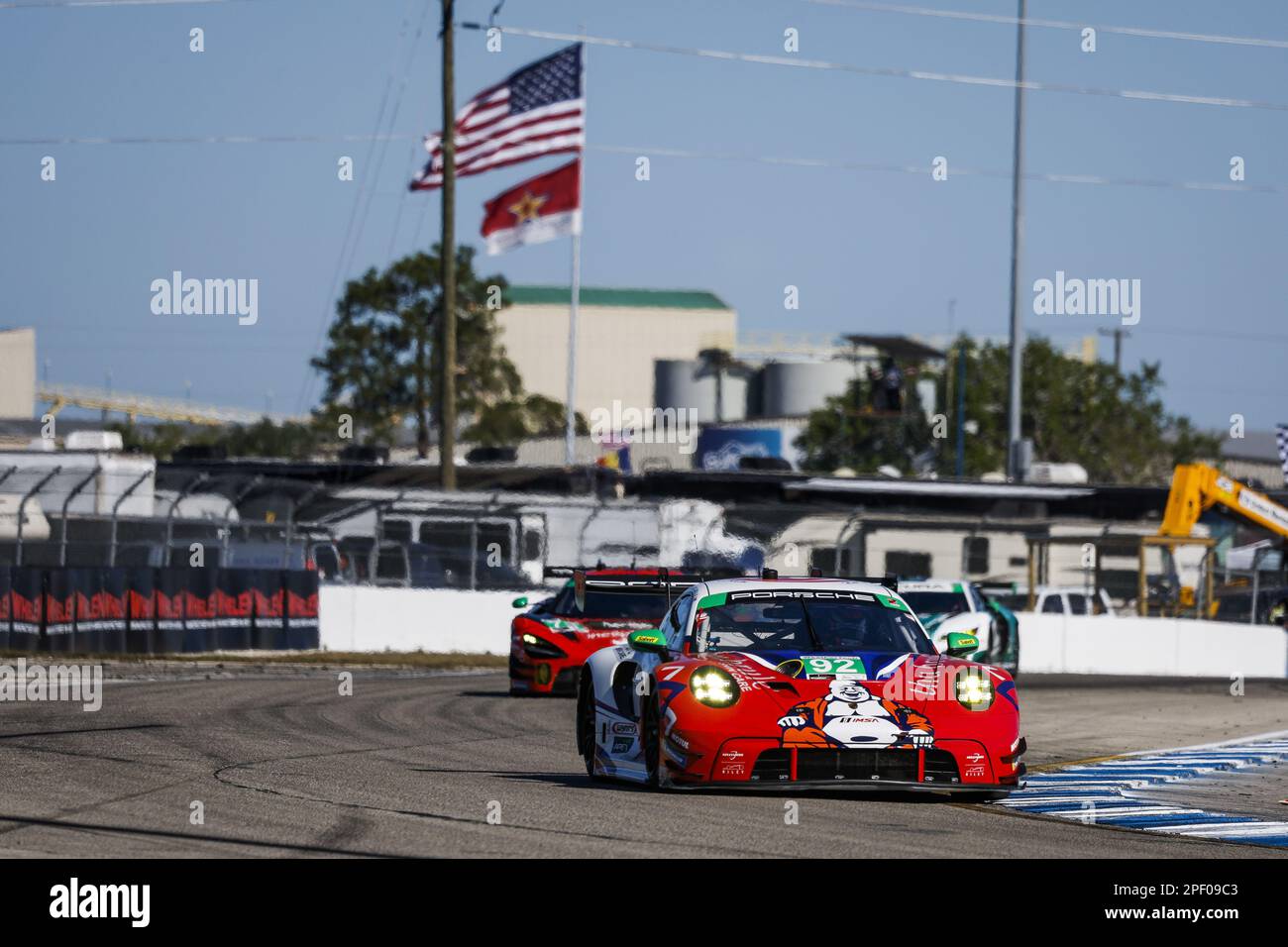 Sebring, Floride, États-Unis - 16/03/2023, 92 BRULE David (états-unis), UDELL Alec (états-unis), ANDLAUER Julien (fra), Kellymoss avec Riley, Porsche 911 GT3 R (992), action pendant la Mobil 1 douze heures de Sebring 2023, 2nd tour du Championnat sportif IMSA 2023, de 15 mars à 18, 2023 sur le circuit international de Sebring à Sebring, Floride, Etats-Unis - photo: Julien Delfosse/DPPI/LiveMedia Banque D'Images