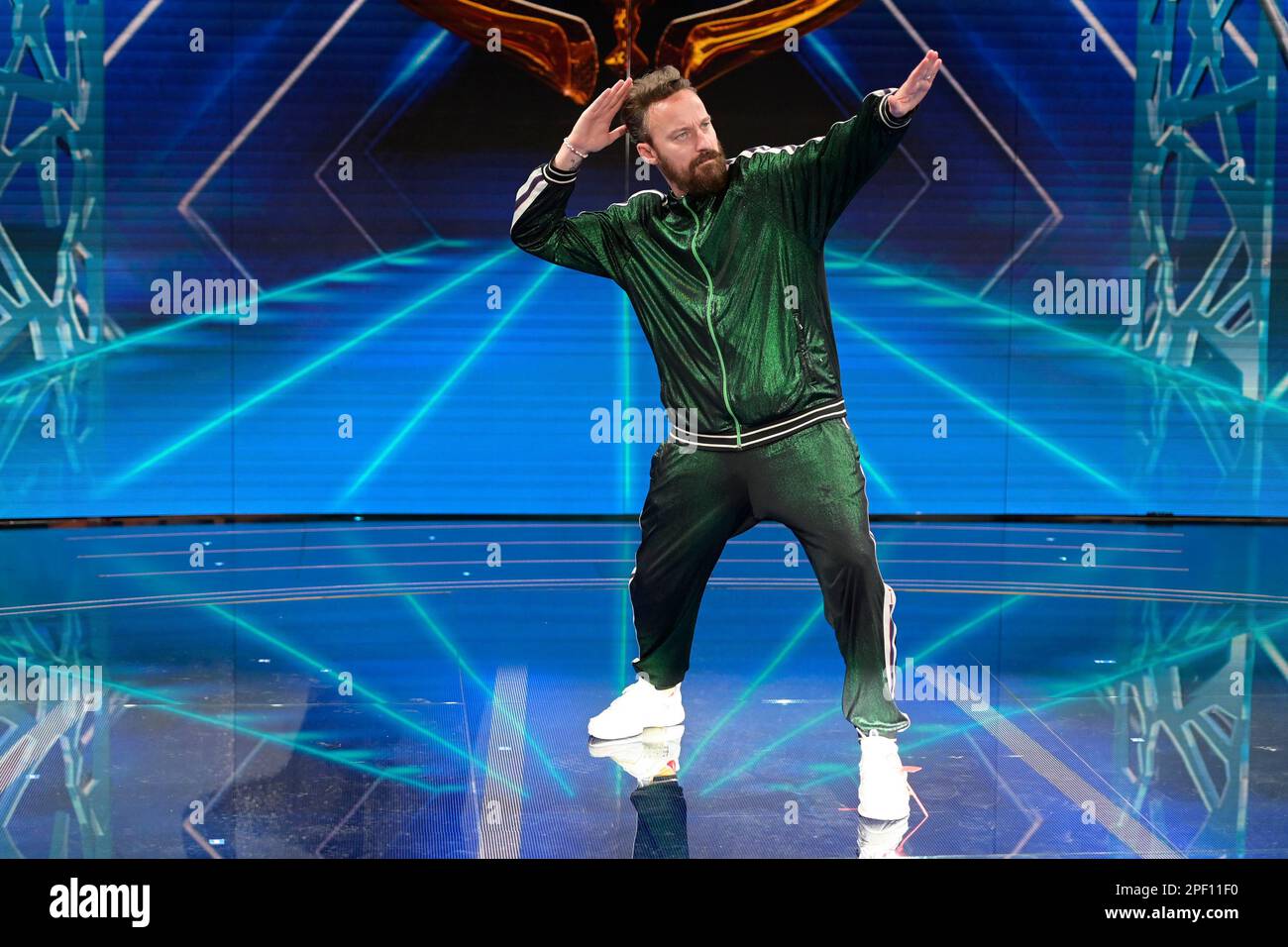 Rome, Italie. 16th mars 2023. Francesco Facchinetti participe au programme de photocall de Rai 'il cantante mascherato 2023 giuria' au studio de Rai Foro Italico. (Photo de Mario Cartelli/SOPA Images/Sipa USA) crédit: SIPA USA/Alay Live News Banque D'Images