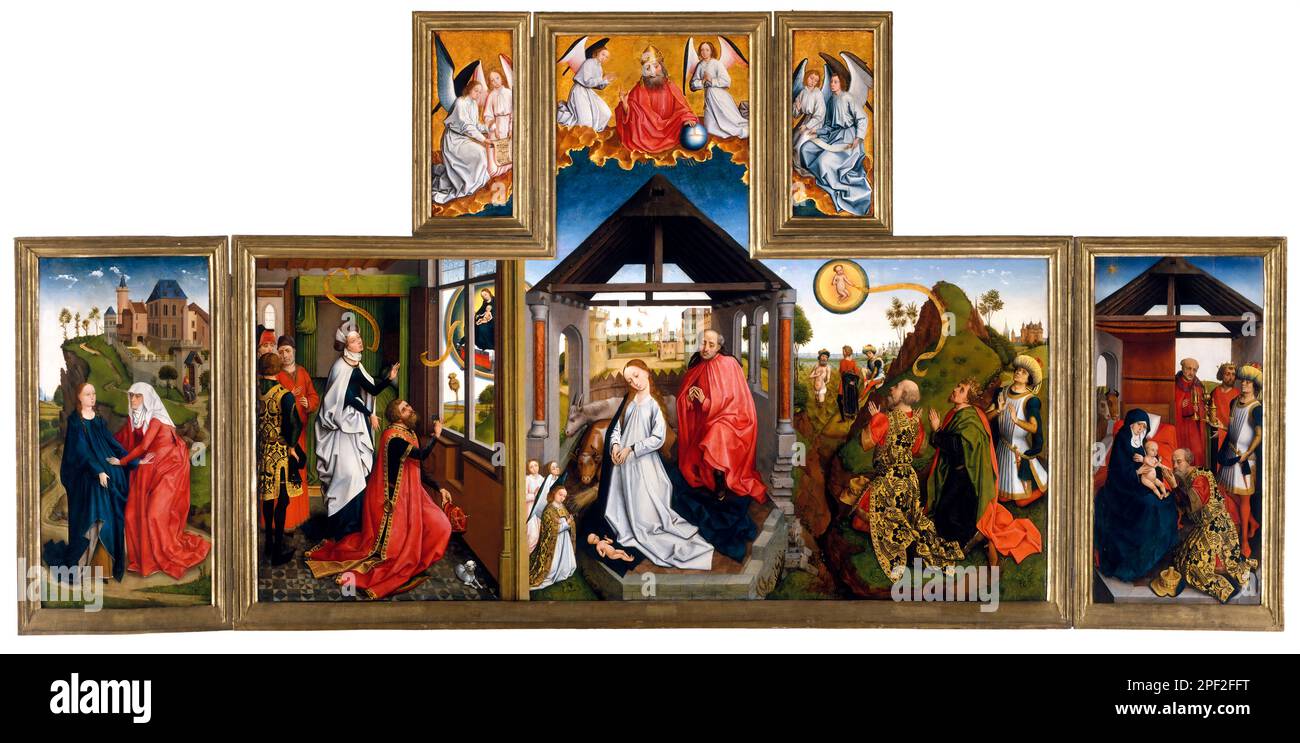 La Nativité de Rogier van der Weyden (c.1399-1464), tempera et huile sur bois, mi-15th siècle Banque D'Images