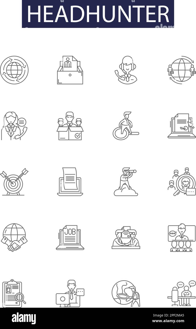 Icônes et signes vectoriels de la ligne headhunter. Embauche, candidat, carrière, placement, recherche, Illustration vectorielle consultant, cadre, réseau Illustration de Vecteur