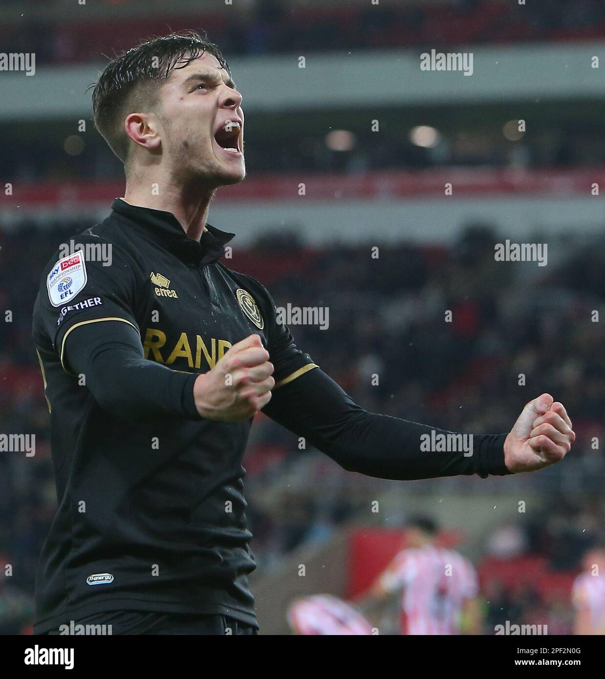 James McAtee de Sheffield United célèbre son but lors du match de championnat Sky Bet entre Sunderland et Sheffield United au stade de Light, Sunderland, le mercredi 15th mars 2023. (Photo : Michael Driver | MI News) Credit : MI News & Sport /Alay Live News Banque D'Images