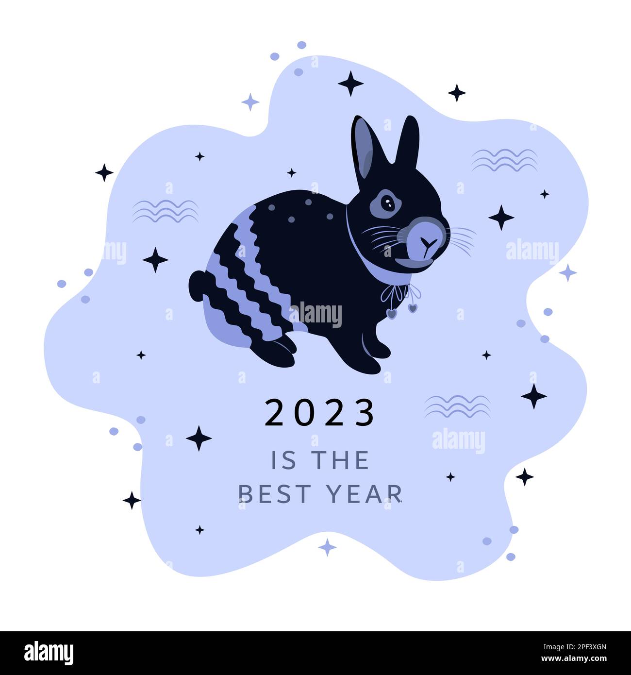 Lapin d'eau noir, le symbole de 2023 ans, illustration Illustration de Vecteur