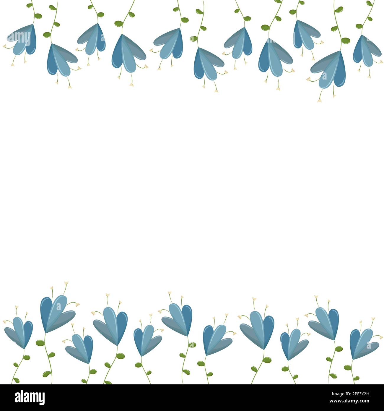 Joli joli joli cadre fleuri pour le motif carte de vœux. Bleu été ou printemps fleurs vives dans un style plat. Fête des mères, 8 mars, anniversaire. Concept pour Illustration de Vecteur