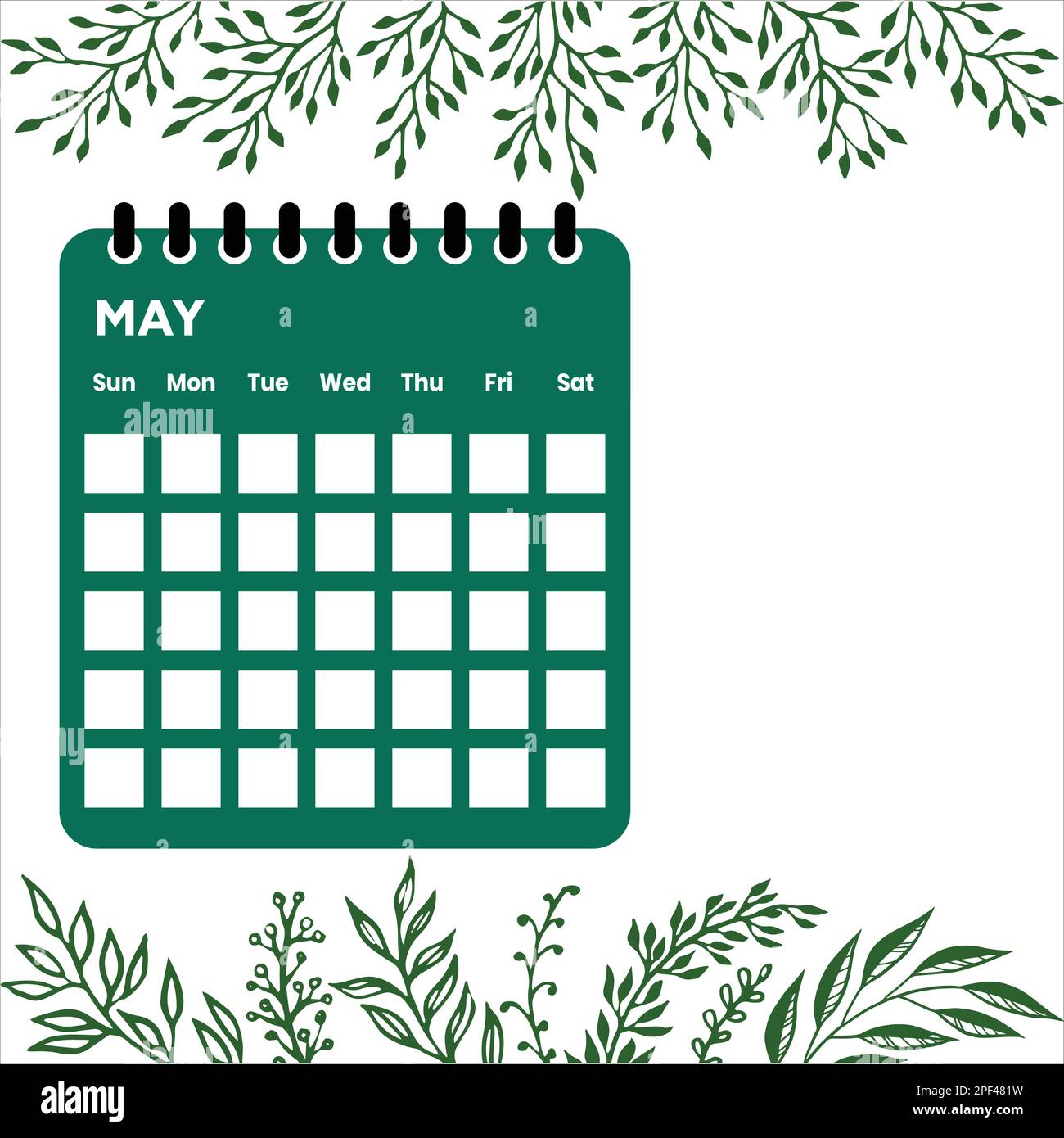 Calendrier du mois de mai Illustration de Vecteur