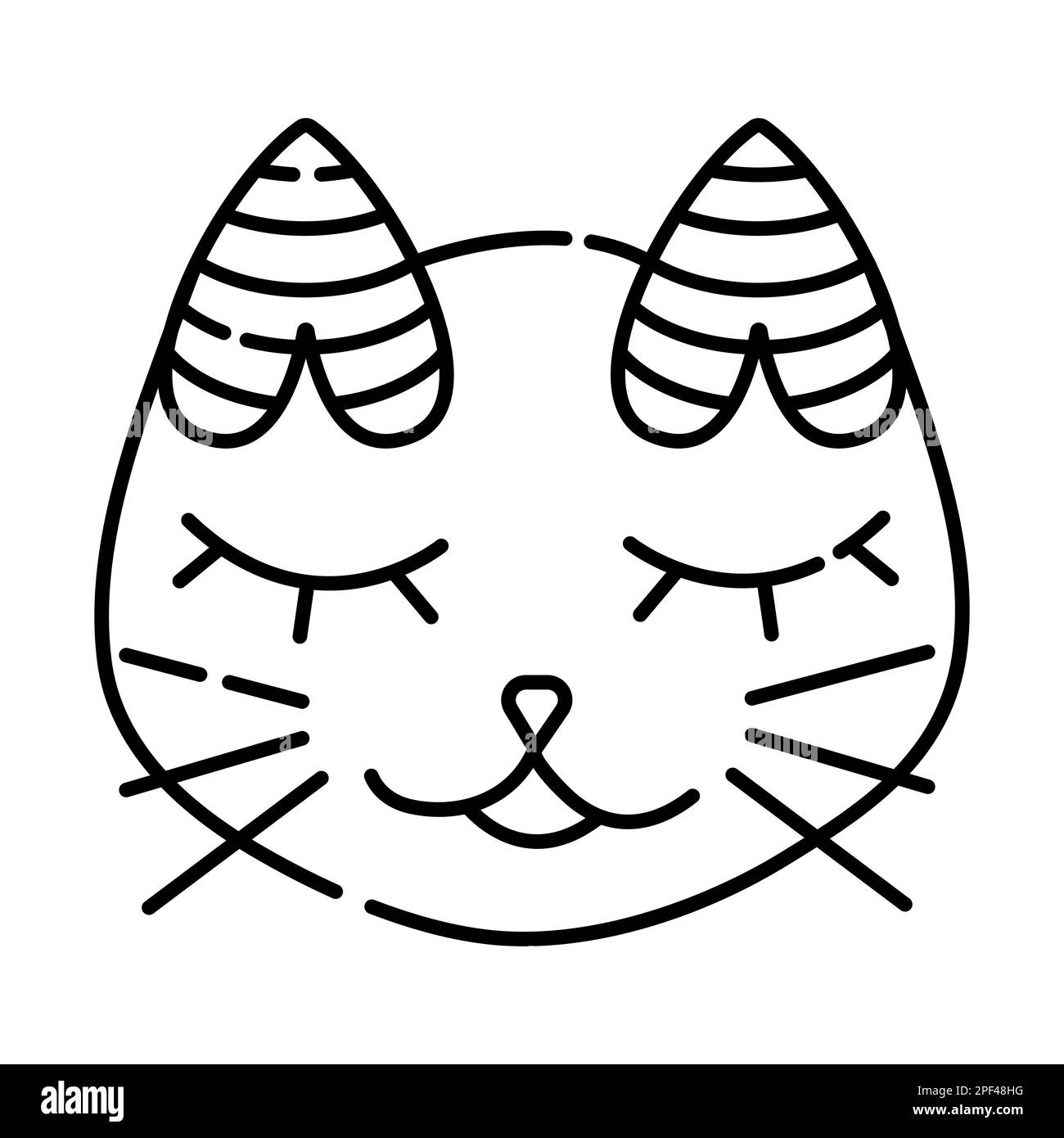 Illustration du museau de chat, de la tête de chat, de la ligne noire vectorielle Illustration de Vecteur