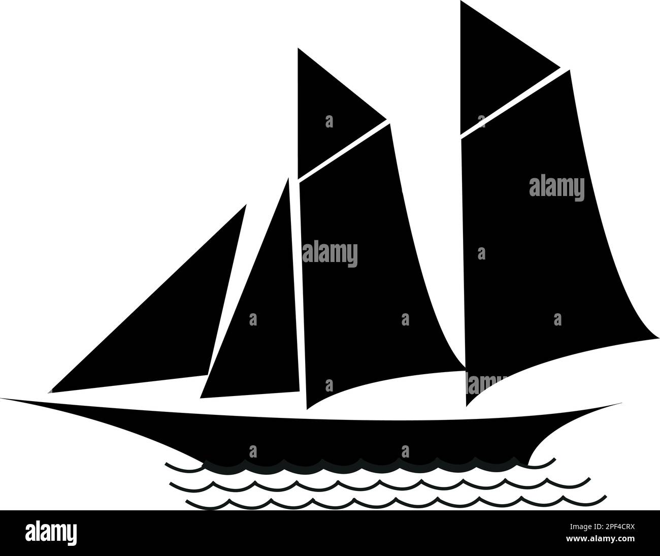 Silhouette d'un voilier à deux mâts Illustration de Vecteur