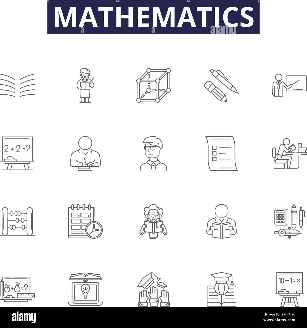 Symboles et signes vectoriels de ligne mathématique. Algèbre ...