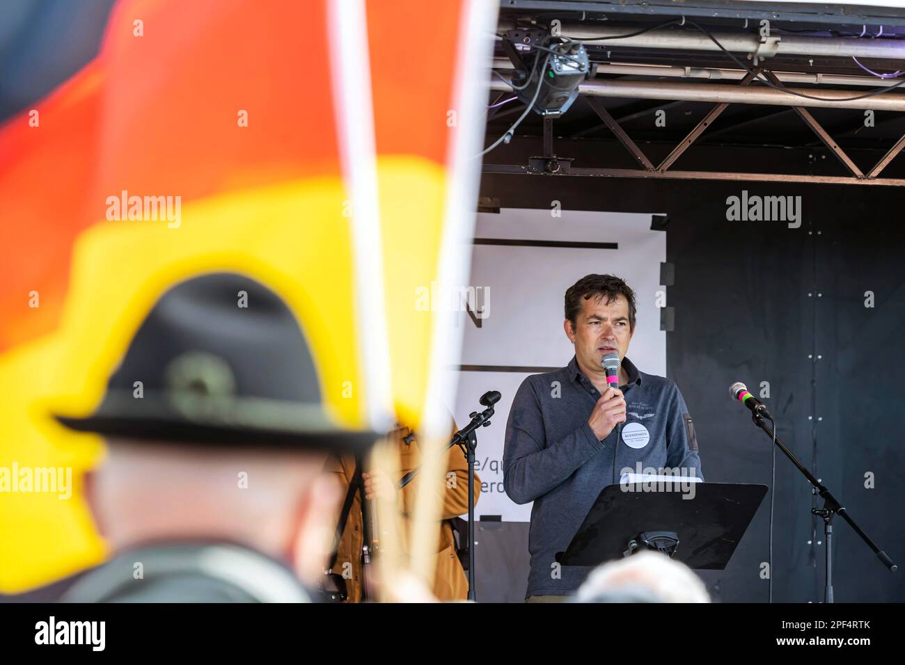 Michael Ballweg, initiateur de l'initiative Querdenken 711, proteste contre les restrictions de Corona, Stuttgart, Bade-Wurtemberg Banque D'Images