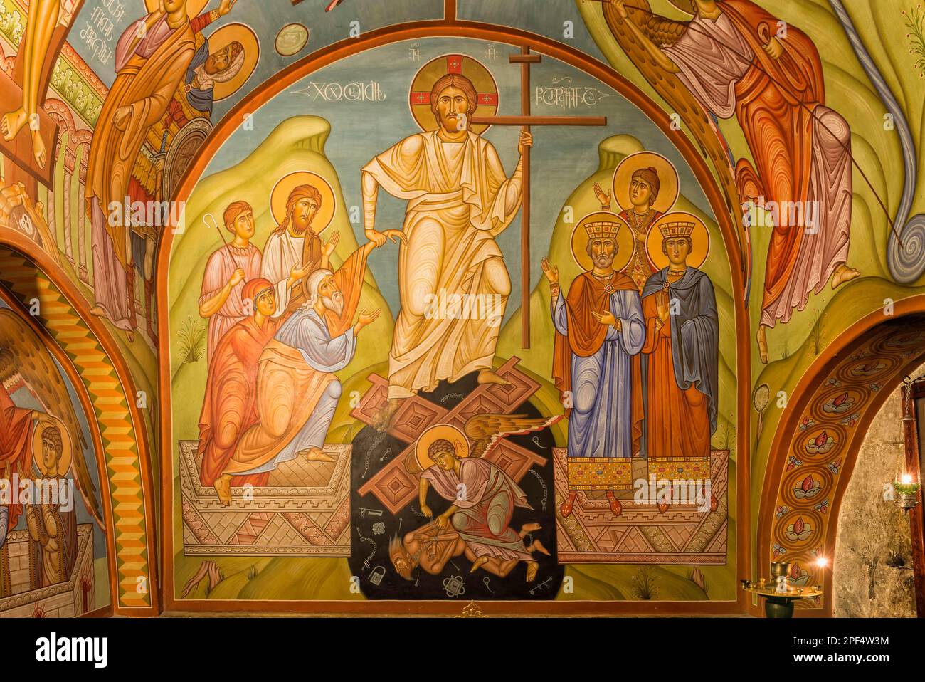 Cathédrale de Sioni, fresques intérieures avec des scènes bibliques, Tbilissi, Caucase, Moyen-Orient, Géorgie Banque D'Images
