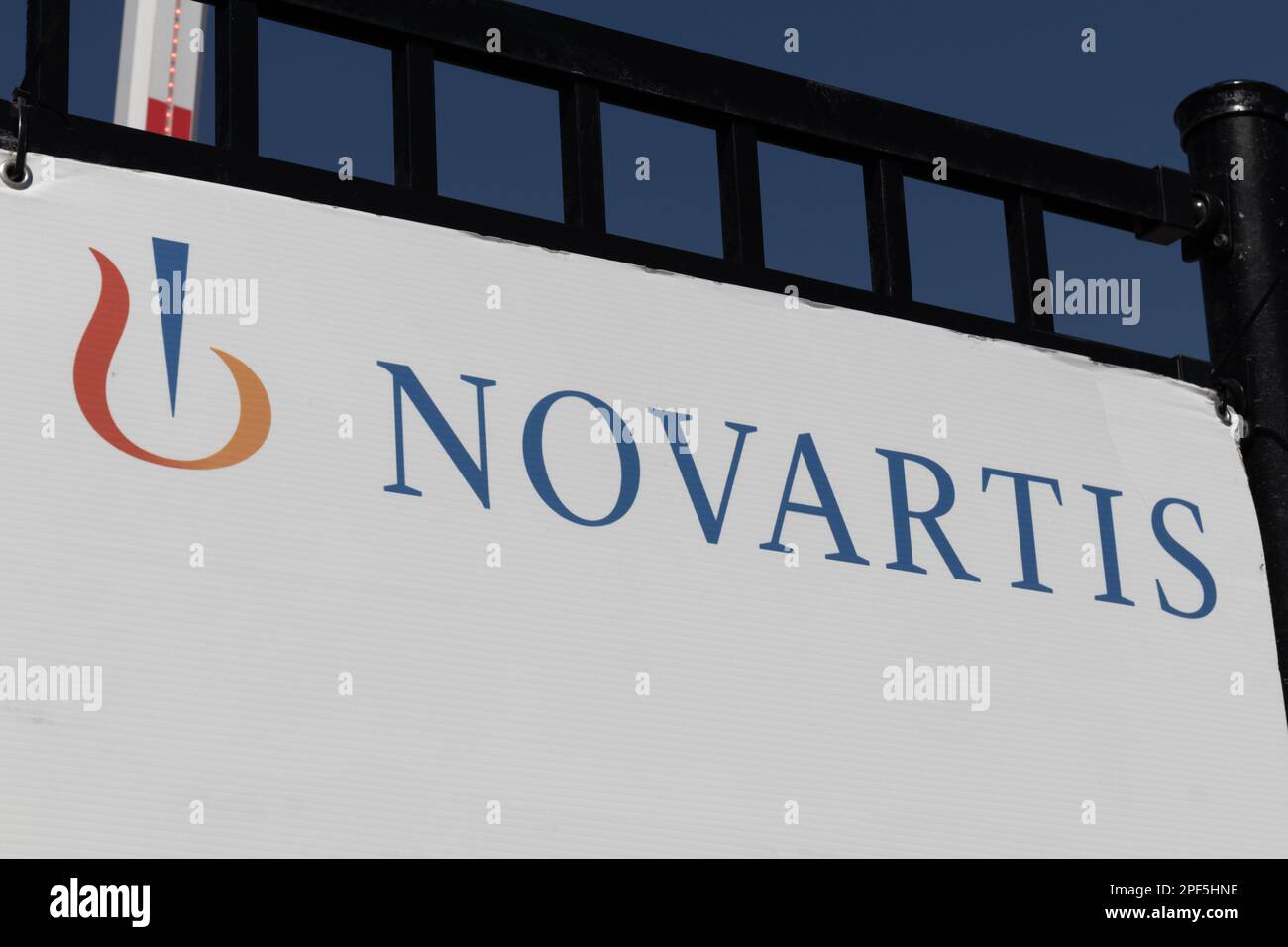 Indianapolis - Circa Mars 2023: Usine de fabrication de Novartis. Novartis fabrique des radioligands pour lutter contre le cancer. Banque D'Images