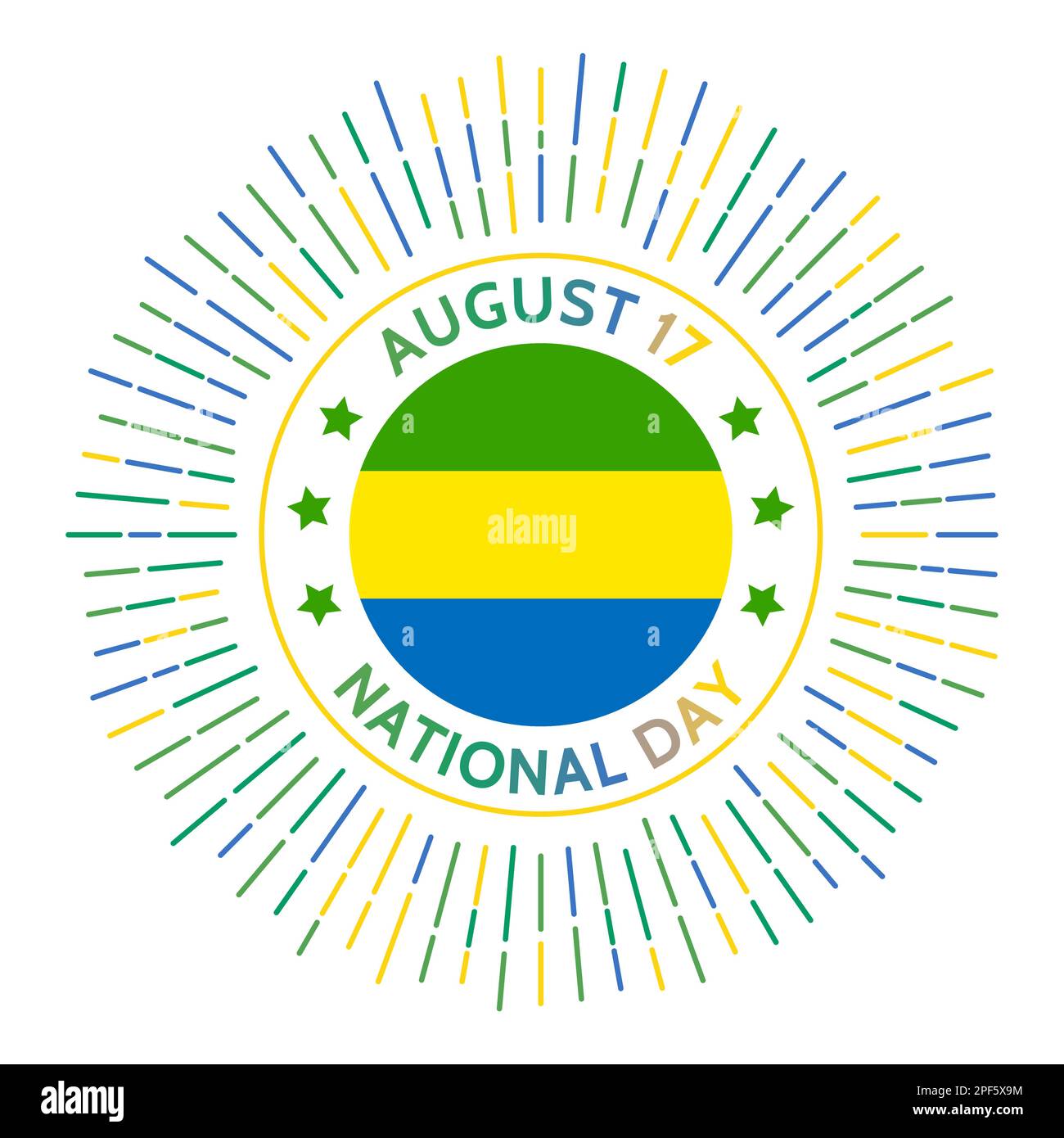 Badge de la journée nationale du Gabon. Indépendance de la France en 1960. Célébré sur 17 août. Illustration de Vecteur
