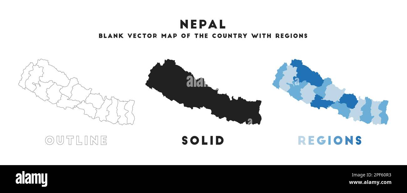 Carte du Népal. Frontières du Népal pour votre infographie. Forme vectorielle du pays. Illustration vectorielle. Illustration de Vecteur