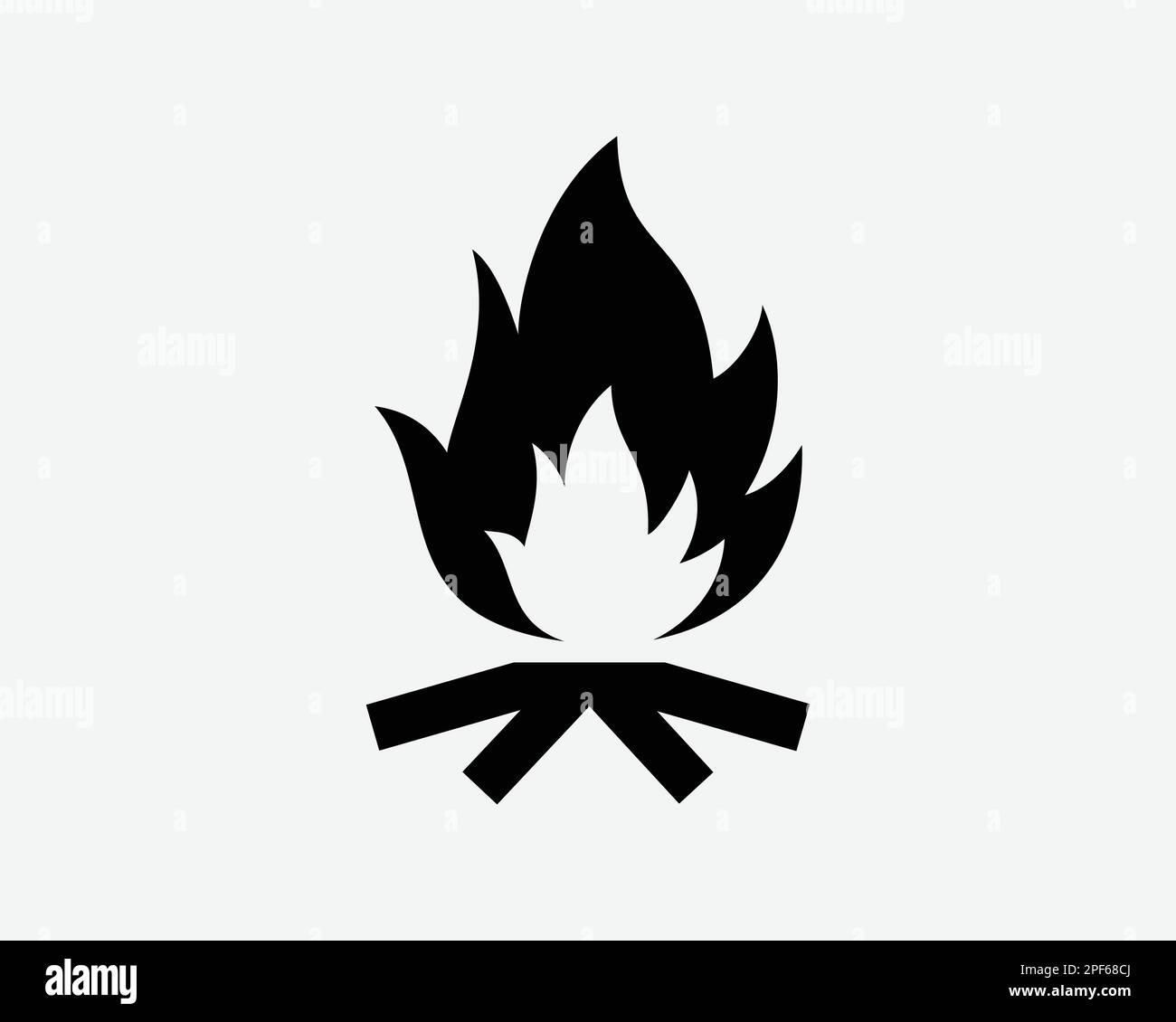 Feu de camp icône Bonfire Camping bon Camp Bois feu flammes Burn Vector Noir blanc Silhouette symbole signe graphique Clipart Illustration pictogramme Illustration de Vecteur