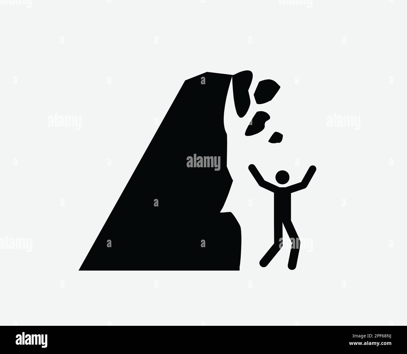 Icône Falling Rocks Collage des débris casser les dangers Vector Noir blanc Silhouette symbole signe graphique Clipart Illustration pictogramme Illustration de Vecteur