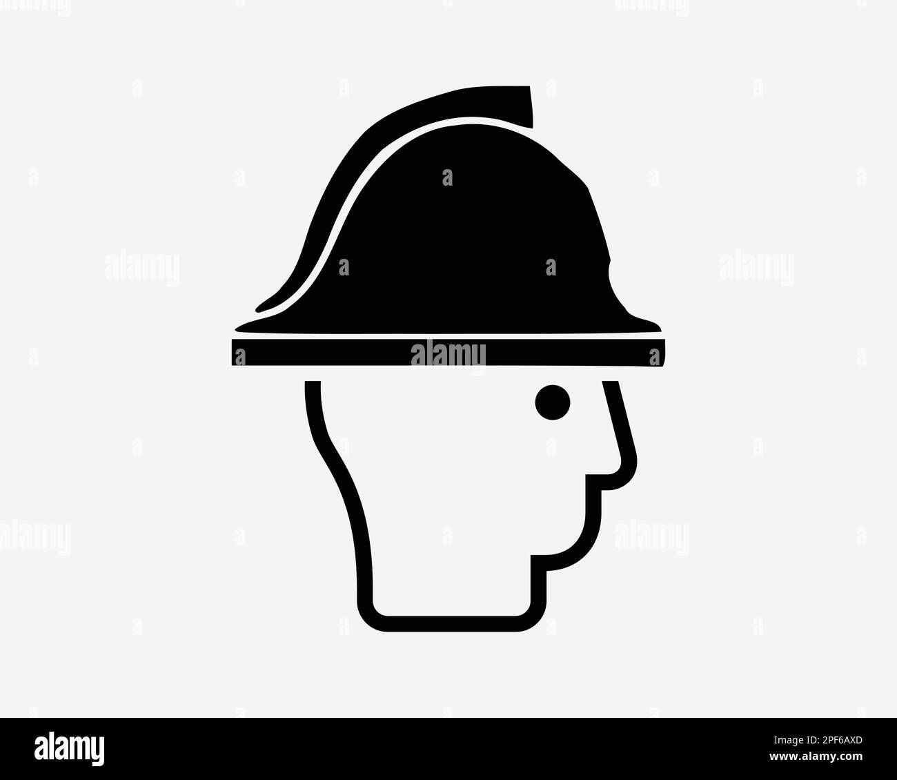 Icône pompier pompier pompier cartoon chapeau de tête casque Noir blanc Silhouette symbole Clipart Graphic Illustration Illustration pictogramme Vector Illustration de Vecteur