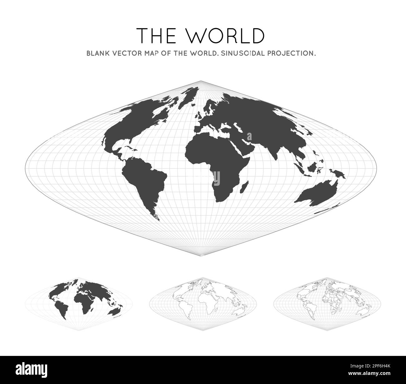 Carte du monde. Projection sinusoïdale. Globe avec lignes de latitude et de longitude. Carte du monde sur des méridiens et parallèles en arrière-plan. Illustration vectorielle Illustration de Vecteur