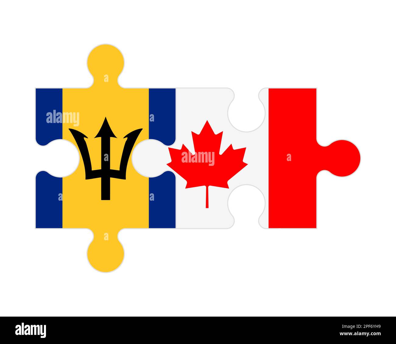 Puzzle connecté des drapeaux de la Barbade et du Canada, vecteur Illustration de Vecteur