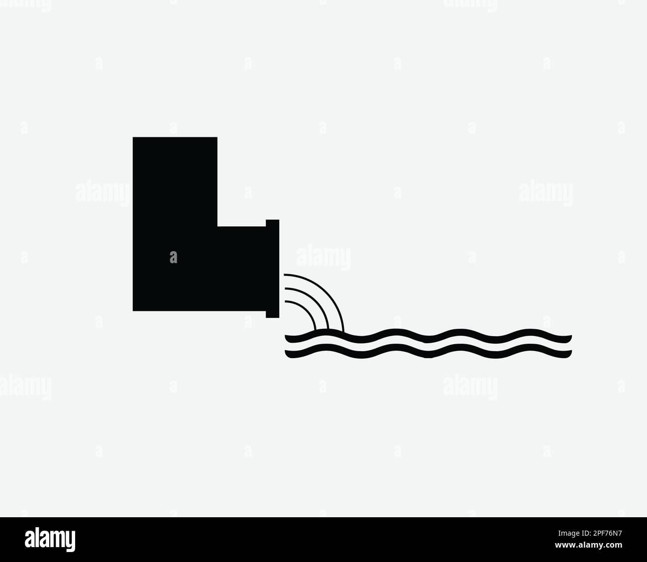 Égouts à effluents les exutoires industriels icône pollution déchets vecteur Noir blanc Silhouette symbole signe graphique Clipart Illustration pictogramme Illustration de Vecteur