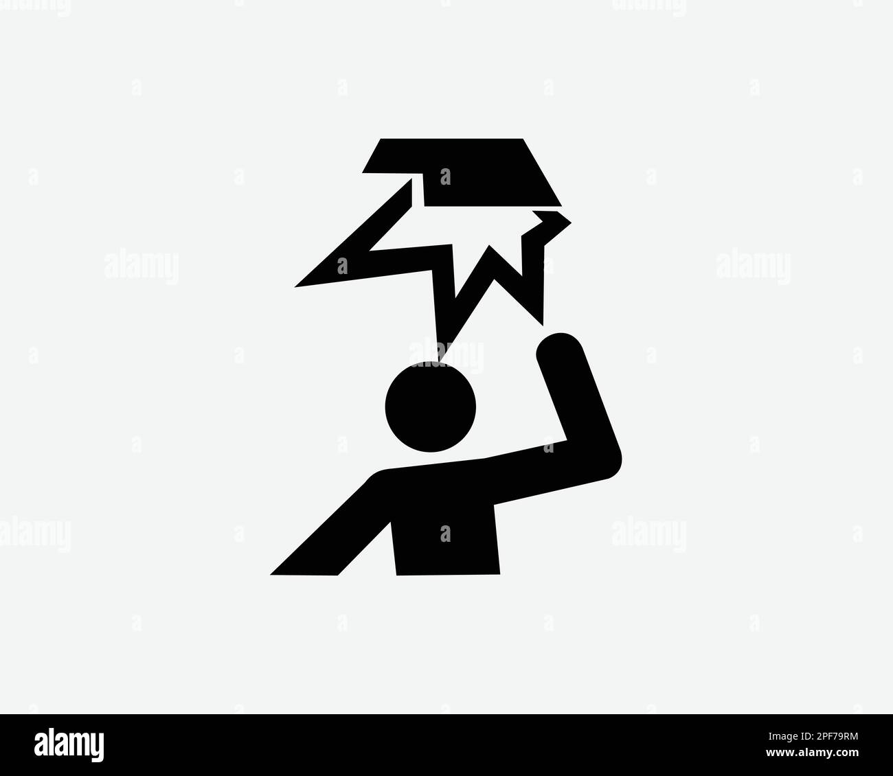 Icône d'obstacle au-dessus de la tête objet accident frappé Noir blanc Silhouette symbole signe graphique Clipart Illustration Illustration pictogramme vecteur Illustration de Vecteur