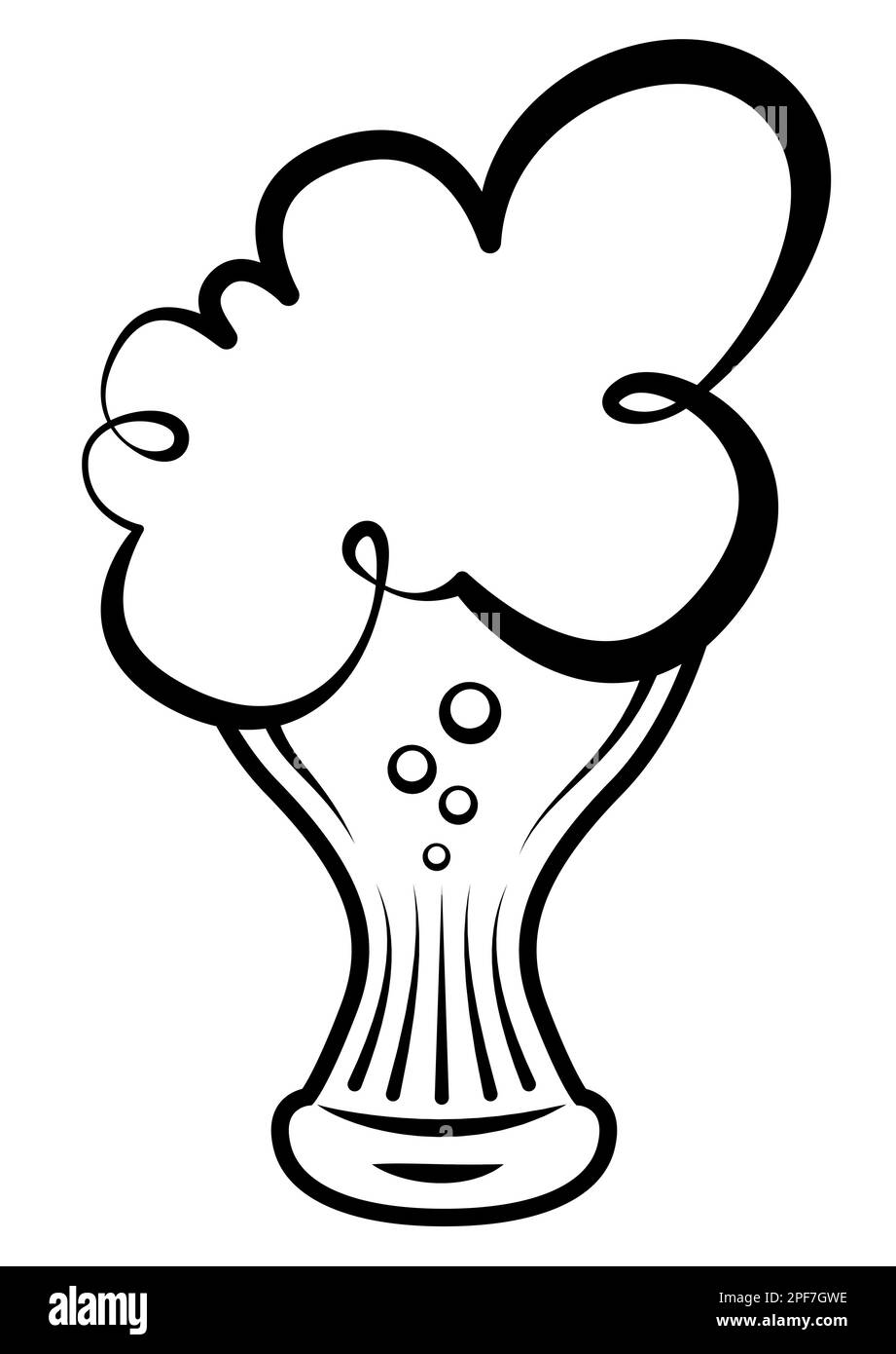 Verre Pilsner avec bière, bulles et mousse. Design rétro et élégant sur fond blanc. Illustration de Vecteur