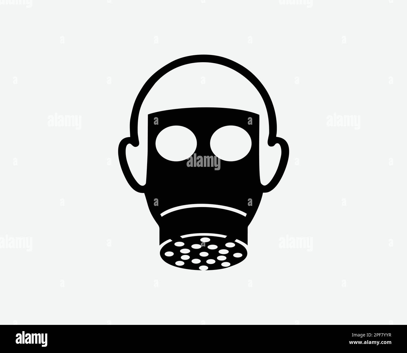 Masque à gaz de sécurité respiratoire protection complète du visage Noir blanc Silhouette symbole icône signe graphique Clipart Illustration pictogramme VEC Illustration de Vecteur