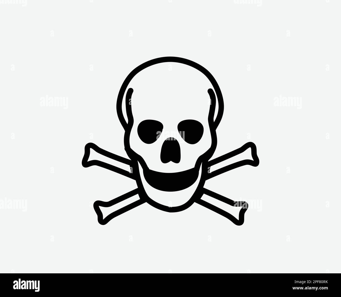 Icône crâne mort poison danger Pirate Cross OS Dead Warning Vector Noir blanc Silhouette symbole signe graphique Clipart Illustration pictogramme Illustration de Vecteur