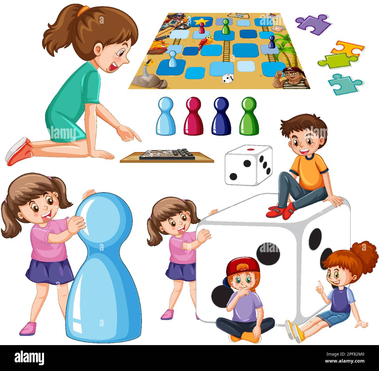 jeu-d-enfants-et-illustration-de-jeux-de-soci-t-image-vectorielle