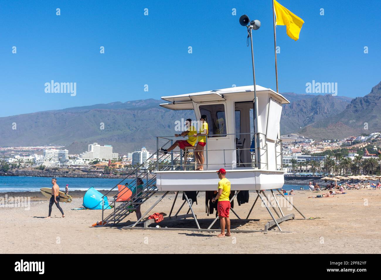 Station de sauveteurs sur la plage, Playa de las Américas, Tenerife, Iles Canaries, Royaume d'Espagne Banque D'Images