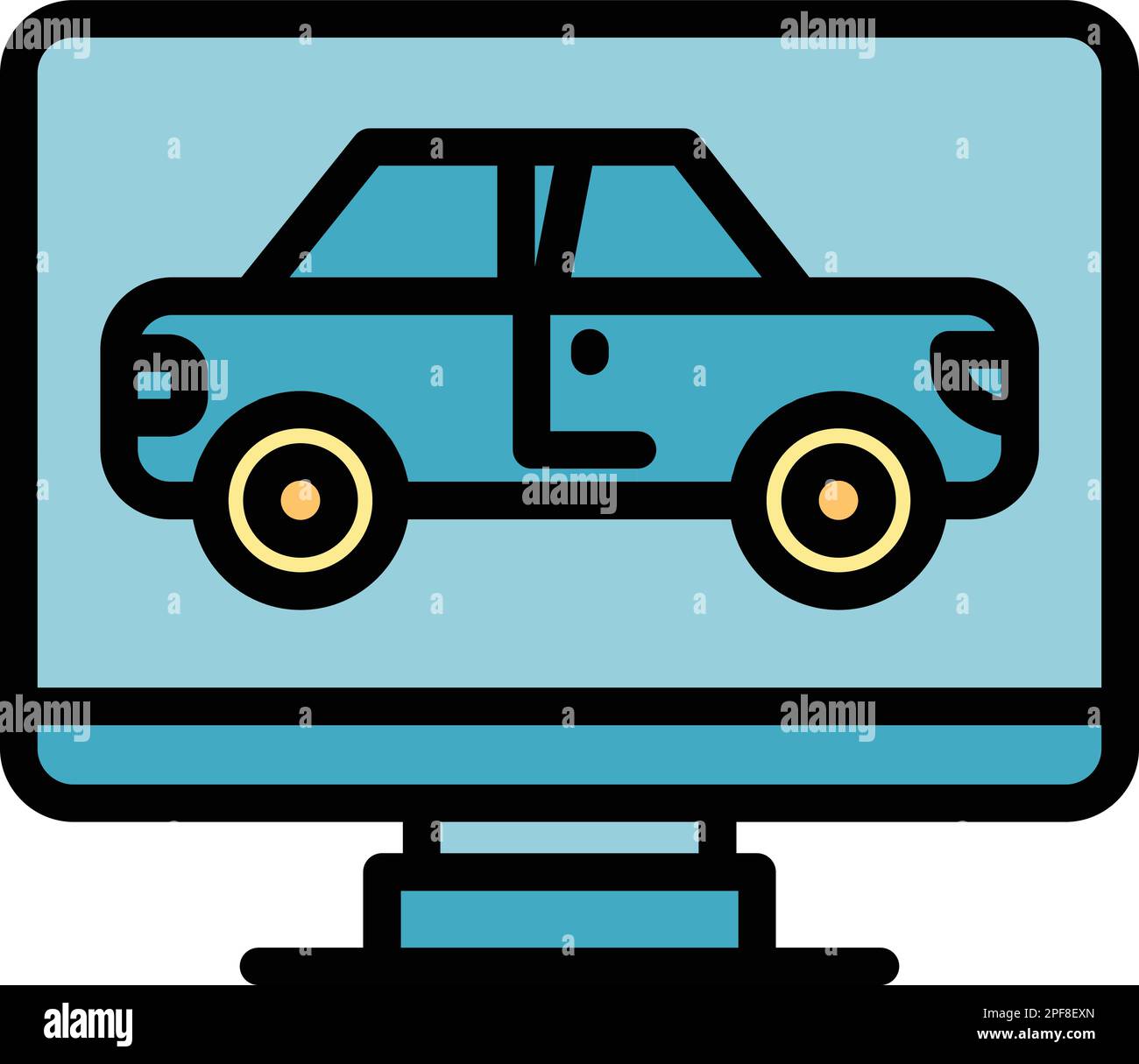 Icône de la salle d'exposition de voitures en ligne. Outline voiture en ligne icône vecteur de salle d'exposition pour le web design isolé sur fond blanc couleur plate Illustration de Vecteur