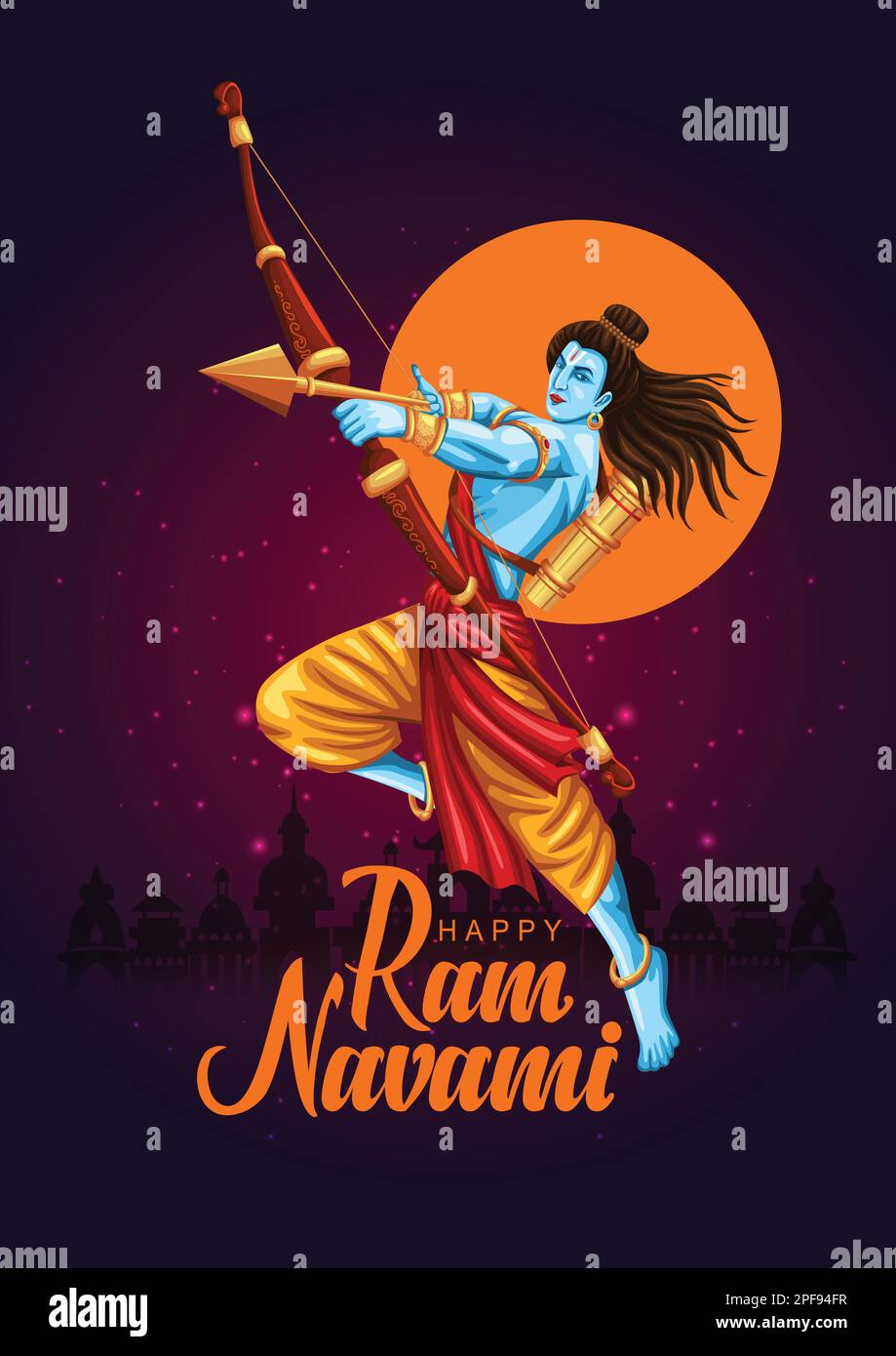 Joyeux festival RAM Navami de l'Inde. Jour de naissance de Lord Rama. illustration vectorielle Illustration de Vecteur