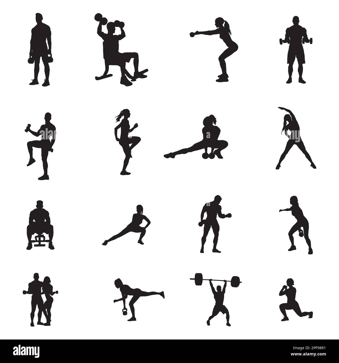 Silhouettes de fitness, silhouettes de fitness Illustration de Vecteur