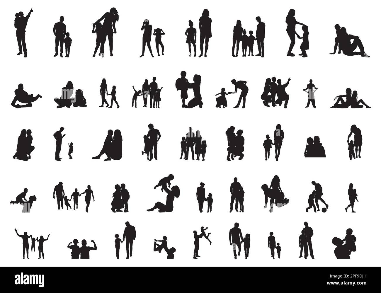 Silhouettes familiales, ensemble de silhouettes Happy Family. Illustration de Vecteur
