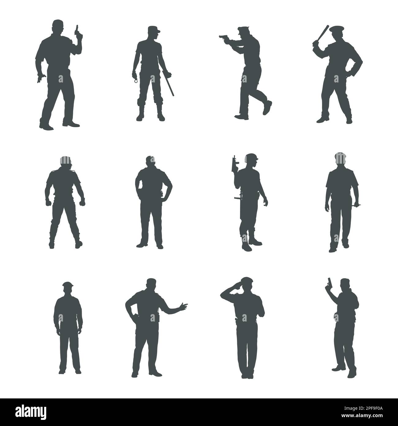 Silhouettes de policiers, ensemble de silhouettes de policiers Illustration de Vecteur